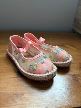 Cat & Jack Pink Floral Espadrille Mary Janes